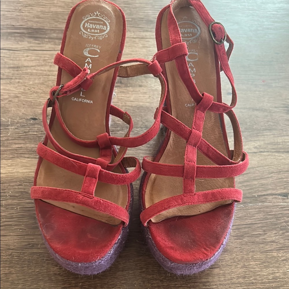 Jeffrey Campbell Red and Purple Strappy Sandals